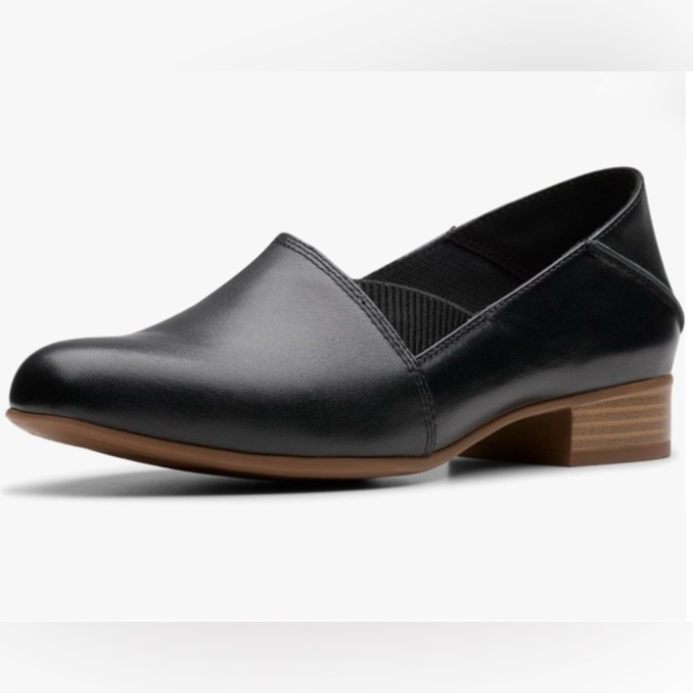 Clark’s Black Leather Low Block Heel Loafers Size 10 - Picture 6 of 16